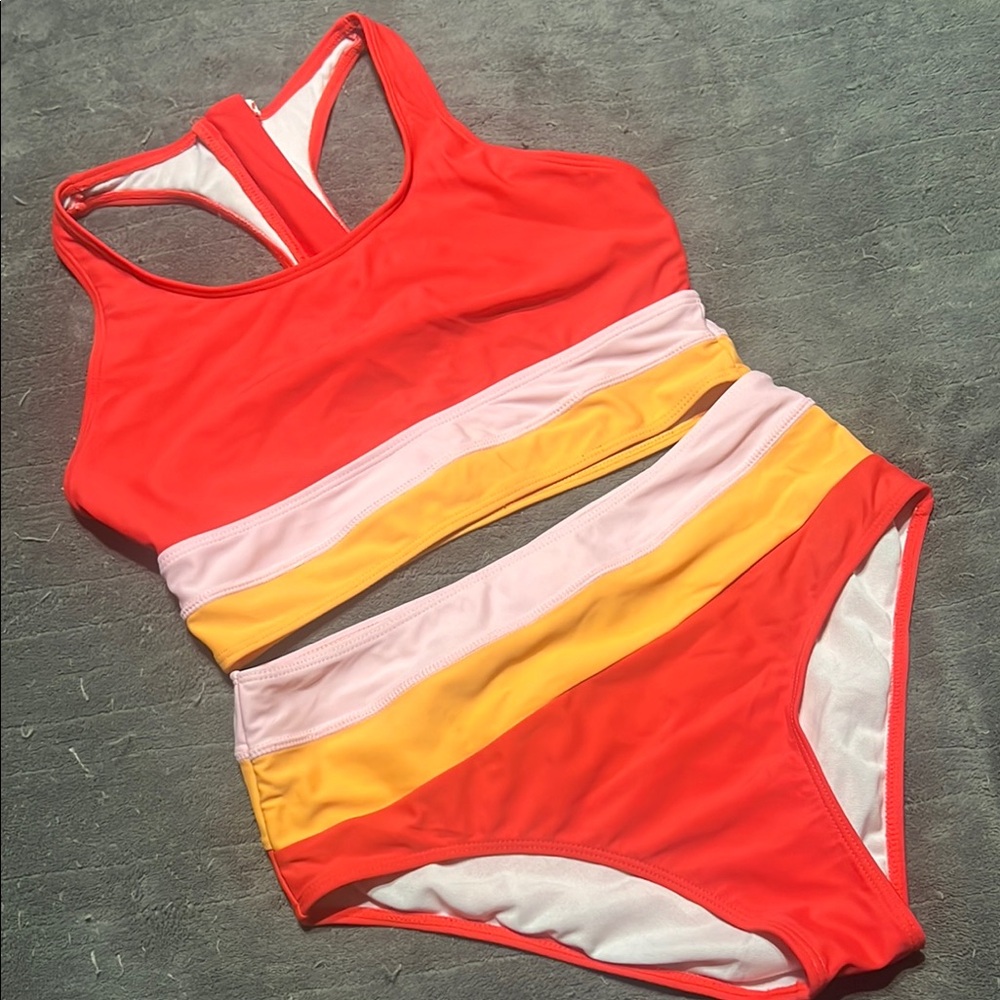 Colorful Striped Swimsuit